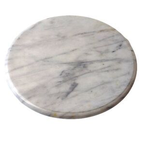 Marble Lazy Susan Table Centre Piece White with Grey Streaks